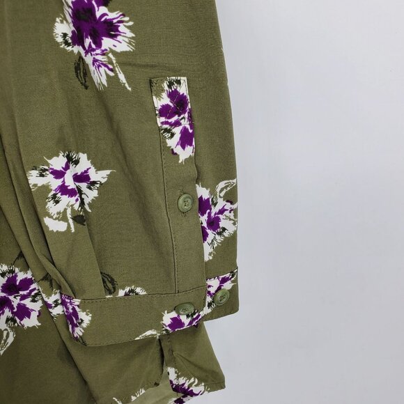 Duluth Trading Co Duluthflex Sidewinder Green Floral Button Tunic Shirt XXL - Picture 7 of 12